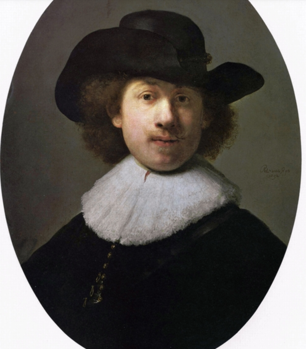 Peinture d’un homme portant un chapeau en feutre de castor. //Painting of a man wearing a beaver felt hat