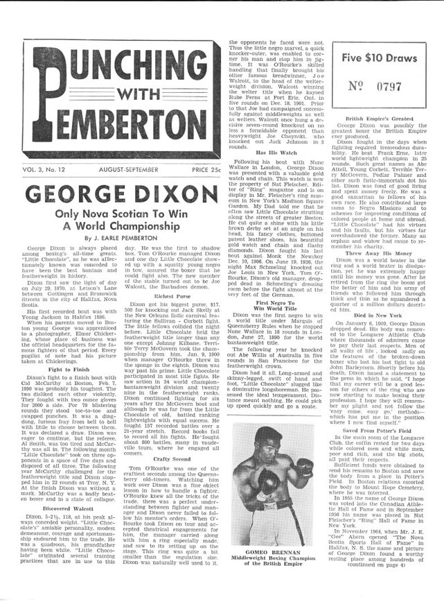 Black-and-white newspaper story on George Dixon, with small picture of him in boxing stance. - 