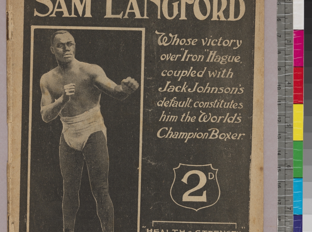 Image d’un livret en noir et blanc intitulé The Life and Battles of Sam Langford