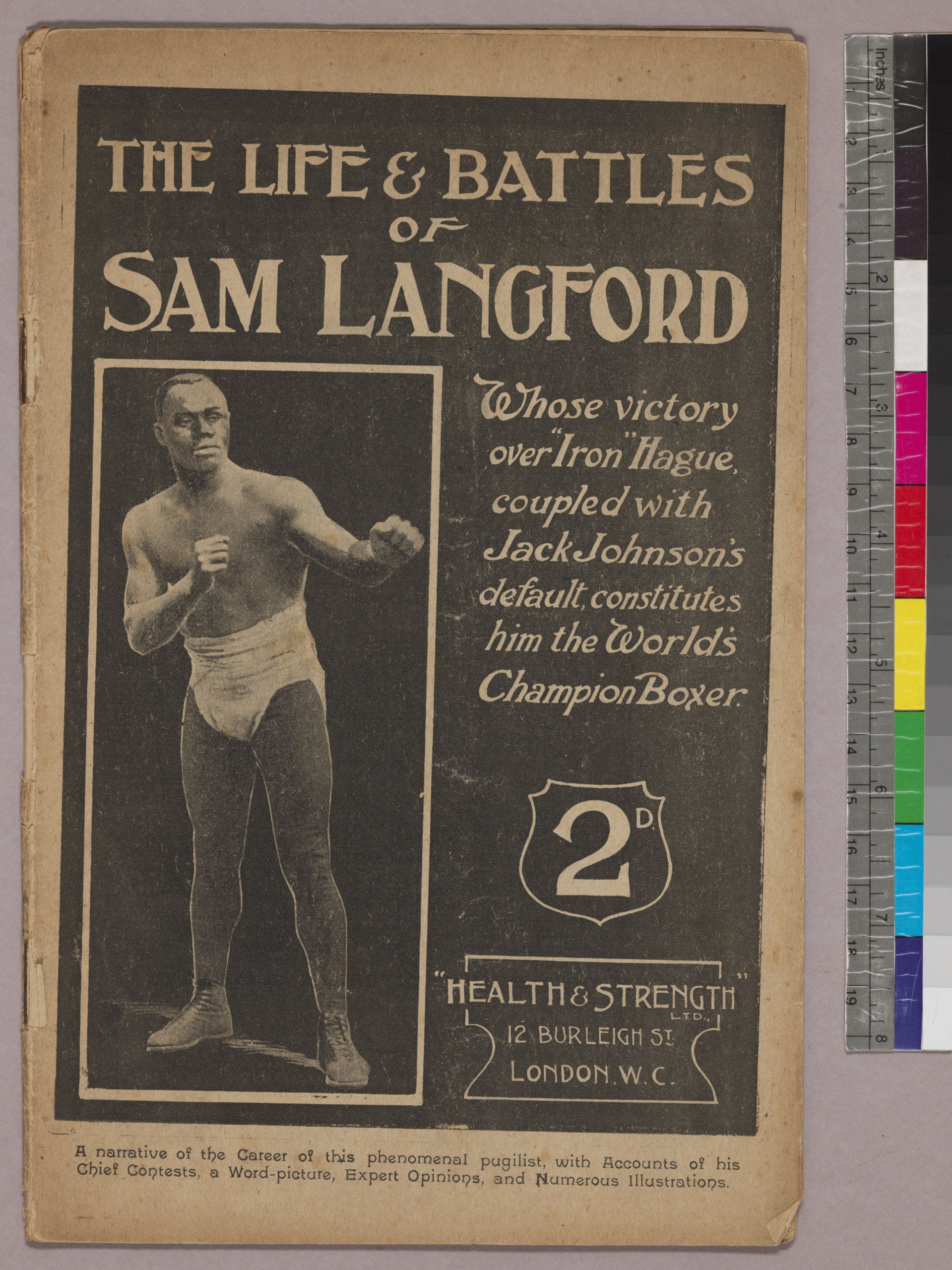 Image of a black-and-white booklet called The Life & Battles of Sam Langford